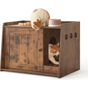 Houten Kattenbakbehuizing met Afneembare Plank - Compact en Stijlvol voor Binnen