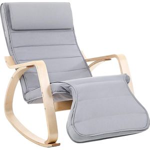FurnStar schommelstoel - Verstelbare Voetsteun - Tot 150 kg - Grijs