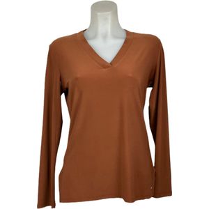 Angelle Milan – Travelkleding voor dames – Effen Cognac blouse – Ademend – Kreukvrij – Duurzame Blouse - In 5 maten - Maat XL