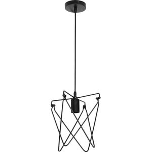 LED Hanglamp - Hangverlichting - Kapi - Industrieel - Rond - Mat Zwart Aluminium - E27