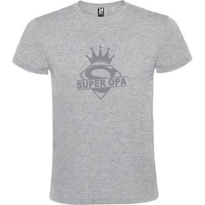 Grijs T shirt met print van ""Super Opa "" print Zilver size XXXXL