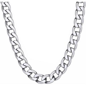 Fako Bijoux® - Schakelketting Staal - Cubaanse Schakel Ketting - RVS - Gourmette - Cuban Link - 13.5mm - 60cm - Zilverkleurig