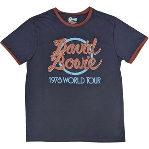 David Bowie - 1978 World Tour Heren T-shirt - L - Blauw