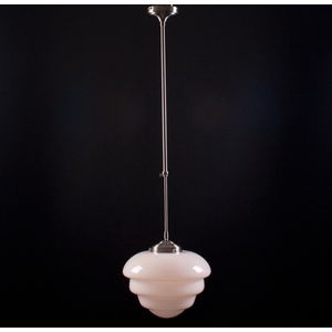 Art deco hanglamp Oxford | 1 lichts | Ø 25 cm | 65-105 | grijs / staal / wit | glas / metaal | plafondlamp | verstelbaar | woonkamer lamp | gispen / retro / jaren 30