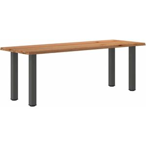vidaXL - Eettafel - met - natuurlijke - rand - 220x80x74 - cm - massief - eikenhout
