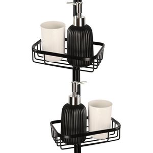 Goliving Doucherek hangend - Doucherekje - Zonder Boren - Keukenrek - Gootsteen Organizer - Badkamer Accessoires - 19,5 cm - Set van 2 - Zwart