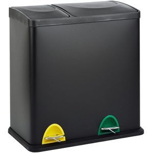 Dubbele Vuilnisemmer 35 Liter - Afvalscheiding met 12L en 23L Compartimenten, Pedaalemmer en Modern Design