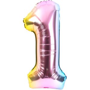 Festivz Gradient Cijfer Ballon 1 - Gradient – 81 CM - Decoratie – Feestversiering – Gradient - Verjaardag - Bruiloft - Feest