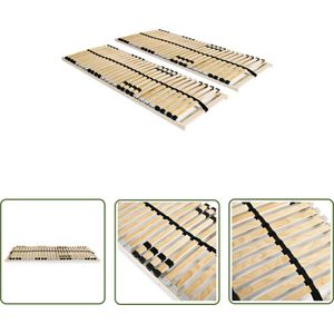 The Living Store Lattenbodems 2 st met 28 latten 7 zones 80x200 cm - Lattenbodem - Bedframe - Slaapcomfort - Hout - Laken
