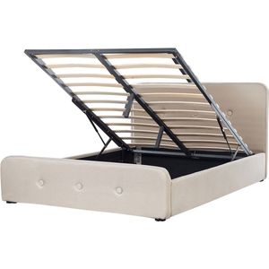 RENNES - Tweepersoonsbed met opbergruimte - Beige - 160 x 200 cm - Polyester