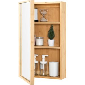 In And OutdoorMatch Spiegelkast Cortez - Bamboe en Glas - 60,5x35x14 cm - Houtkleur - Stijlvol design