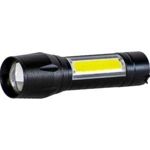 Qtronic mini zaklamp met ledverlichting - Zoom zaklamp - Licht - Oplaadbaar - LED - 9 cm - Zwart - Lange afstand - Buitenverlichting - Kind- Veilig op pad - Flashlight - Waterproof - Survival - Outdoor - Kamperen