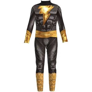 Superheldendroom - Black Adam met cape - 140 (8/9 Jaar) - Verkleedkleding - Superheldenpak
