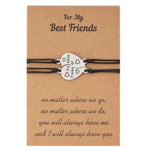 Bixorp Friends Vriendschapsarmbandjes voor 2 met Zilverkleurig Hartje ""Friends Forever"" - BFF ArmbandMeisjes - Best Friends Armband Vriendschap Cadeau voor Twee