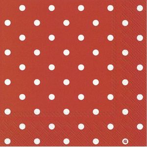 60x Polka Dot 3-laags servetten rood met witte stippen 33 x 33 cm