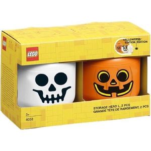 2-delige opbergdozenset LEGO-hoofd Pompoen en Skelet - Polypropyleen - LEGO