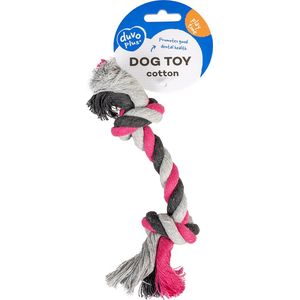 Duvoplus - Speelgoed Voor Dieren - Hond - Knoop Katoen 20cm Roze/grijs/bruin - 1st