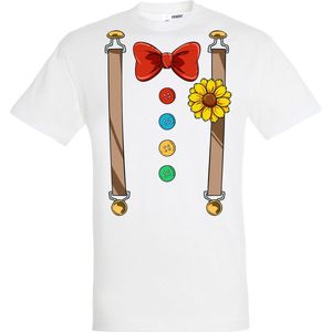 T-shirt kinderen Bretels Kostuum | Carnaval | Carnavalskleding Kinderen Baby | Wit | maat 116