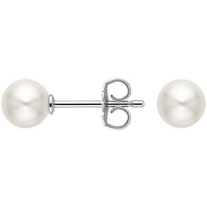 Velini jewels -EA5205W -Oorbellen -925 Zilver gerodineerd -5 MM Parel