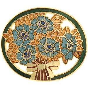Behave® Broche bloem ovaal bloemen boeket bruin emaille 5 cm