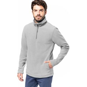 Kariban Fleece trui - lichtgrijs - halve ritskraag - warme winter sweater - heren - polyester M