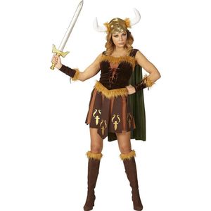 Widmann - Piraat & Viking Kostuum - Viking Sigursdottir - Vrouw - Bruin - XS - Carnavalskleding - Verkleedkleding