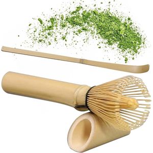 Matcha bezemset 2 stuks - matcha garde en lepel - whisk - bezemhouder - accessoires - theepijselhouder - perfecte set voor bereiding .