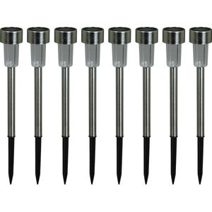 Luxform - Siena - Solar Tuinlamp - 8 stuks - RVS Zilver - Werkend op zonne-energie