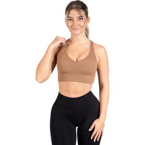 Smilodox Sportbeha Dames Amaze Pro - Ondoorzichtige antislip sportbeha - Crop top van naadloos geribbelde stof - Ademende yogatanktop voor fitness en gym