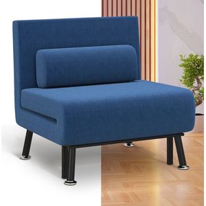 Slaapbank - Uitklapbaar - Slaapstoel - Logeerbed - Zetelbed - Slaapfauteuil - Vouwbed - 1 persoons - Zeer comfortabel - Domkerblauw