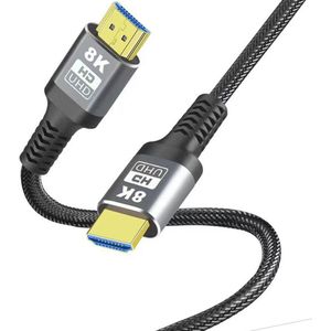 HDMI 2.1 kabel - 5 meter - Ultra HD High speed 8K (60 Hz) - 4K (144/120/60 Hz) - Full HD 1080p - HDMI naar HDMI - 3D - ARC - Male naar Male - Geschikt voor TV – DVD – HDTV – Playstation 4/5 - Xbox - Laptop - PC - Beamer – Apple TV - Monitor