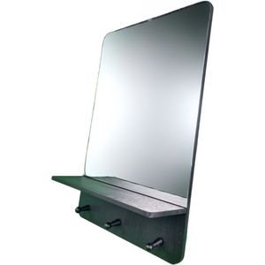Spiegel Met Plank - 50 cm - Zwart - Badkamerspiegel - Natuurlijk - Make-up Spiegel