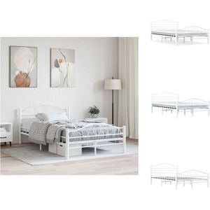 vidaXL Metalen Bedframe - Elegant - Klassiek - Bed - Afmeting- 210x147x85cm - Ken- Wit - Montage vereist - Bed