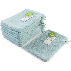 ARTG® ORGANIC - Washandjes - Biologische Katoen - 600 grams kwaliteit - 16 x 21 cm - Licht Groen - Green - SET van 10 stuks
