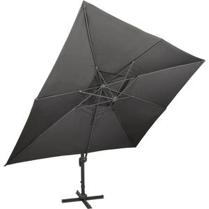 vidaXL Zweefparasol met dubbel dak 400x300 cm antracietkleurig - Zweefparasol - Zweefparasols - Parasol - Tuinparasol