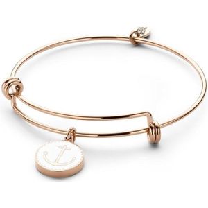 CO88 Collection Majestic 8CB 90125 Stalen Armband met Hangers - Anker - One-size - Rosékleurig / Wit