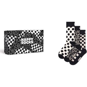 Happy Socks giftbox 3P sokken black & white multi - 36-40