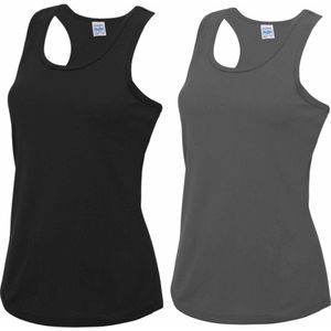 Voordeelset -  grijs en zwart sport singlet voor dames in maat Small(36) - Dameskleding sport shirts