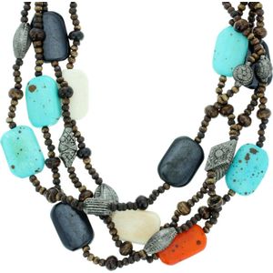 Behave - Ketting dames - Bohemian Ketting met Gekleurde Natuurstenen | 54 cm | Nikkelvrij
