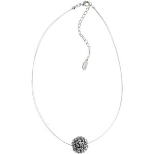 Behave Ketting zilver kleur met bolvormige hanger met steentjes