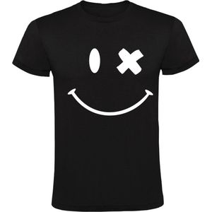 Smiley | Kinder T-shirt 128 | Zwart | Glimlach | Lachen | Vrolijk | Gelukkig | Graffiti | Clown | LOL | Plezier | Emoticon