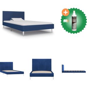 vidaXL Bedframe stof blauw 90x200 cm - Bed - Inclusief Reiniger