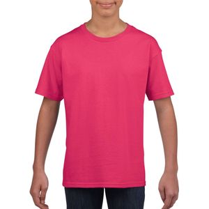 Roze basic t-shirt met ronde hals voor kinderen unisex- katoen - 145 grams - fuchsia shirts / kleding voor jongens en meisjes M (116-134)
