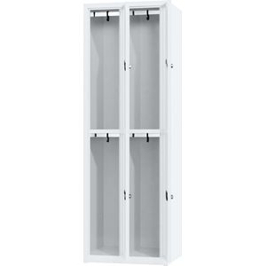Metalen lockerkast - Wit - 4 deurs 2 delig - met slot - 180x60x50 cm - voordeel lijn - PLP-107