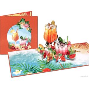 Popcards popupkaarten - Tropen Aloha Cocktail Beach Strand Feest Vakantie Drinks Cocktailbar Pensioen pop-up kaart 3D wenskaart