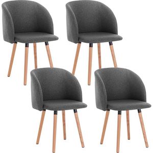 set van 4 linnen keukenstoelen Eetkamer Eetkamerfauteuil, donkergrijs, BH120dgr-4