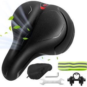 White-Label Fietszadel Heren en Dames - Comfort Gel - Inclusief Zadelstrop - Zwart