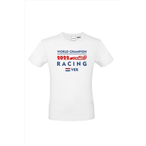 T-shirt kinderen World Champion 2022 | Max Verstappen / Red Bull Racing / Formule 1 Fan | Wereldkampioen | Wit | maat 140