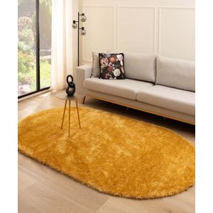 Ovaal hoogpolig vloerkleed velvet - Posh goud 240x340 cm