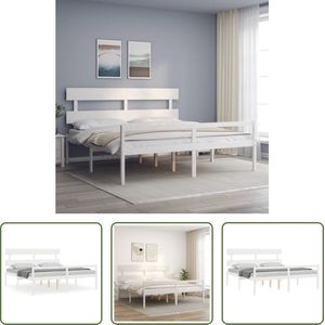 The Living Store Bed Grenenhout - Wit - 180 x 200 cm - Multiplex lattenbodem